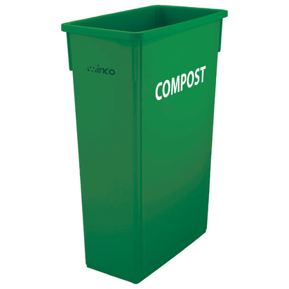 PTC-23GRC - 23 Gallon Slender Trash Can, Green, COMPOST