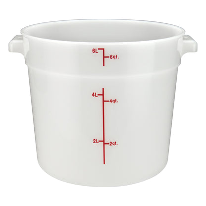 PPRC-6W - Round Storage Container, White, Polypropylene - 6 Quart