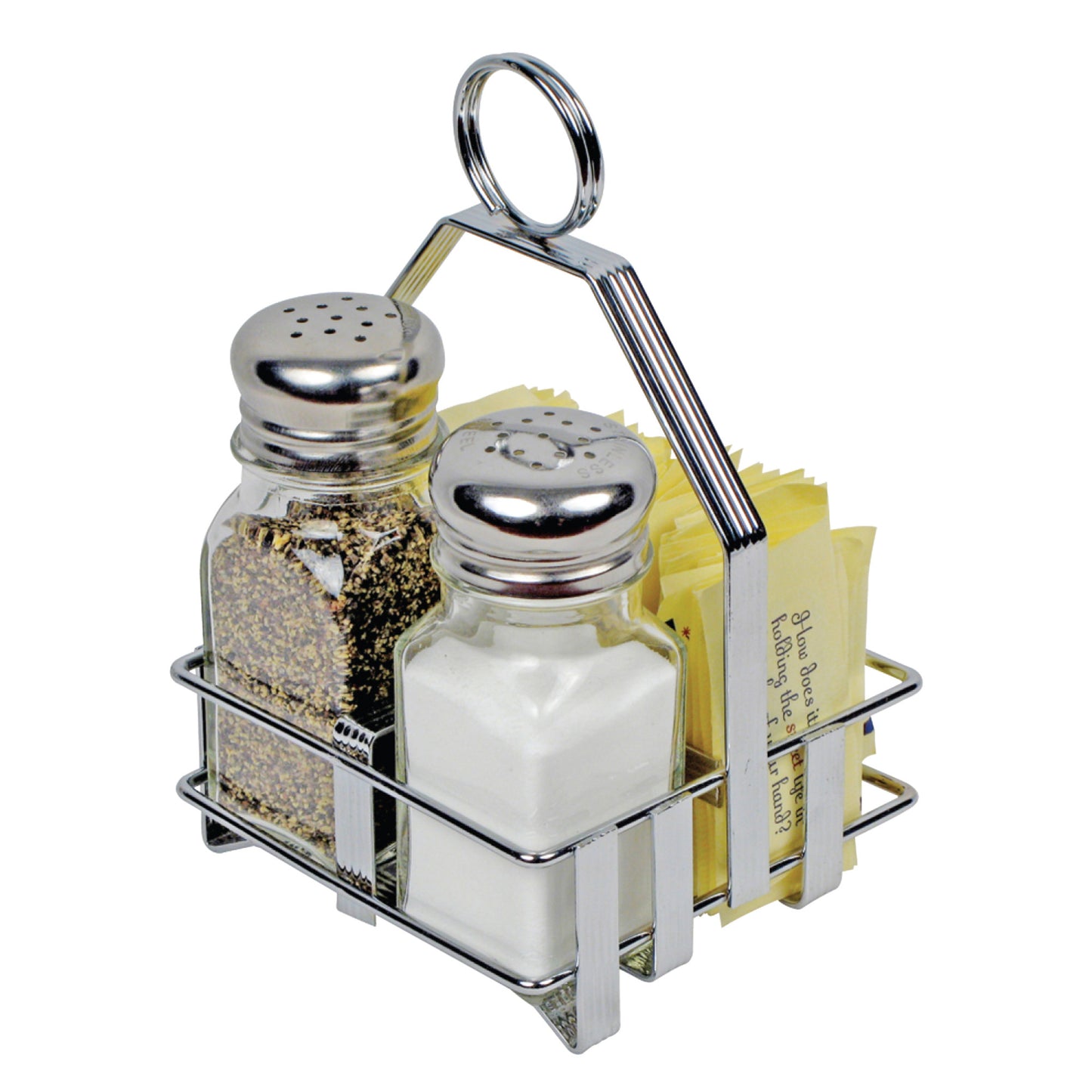 WH-7 - Chrome Plated Cruet Rack for Salt/Pepper Shaker &amp; Sugar Packets