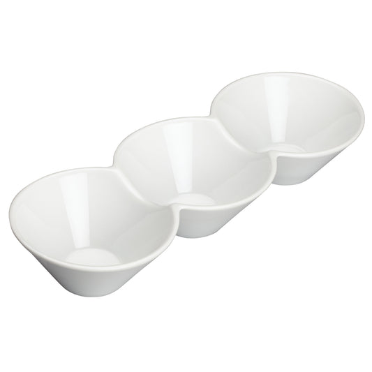 WDP017-102 - 13-1/4" x 5" Porcelain Trio Bowl, Bright White, 12 pcs/case