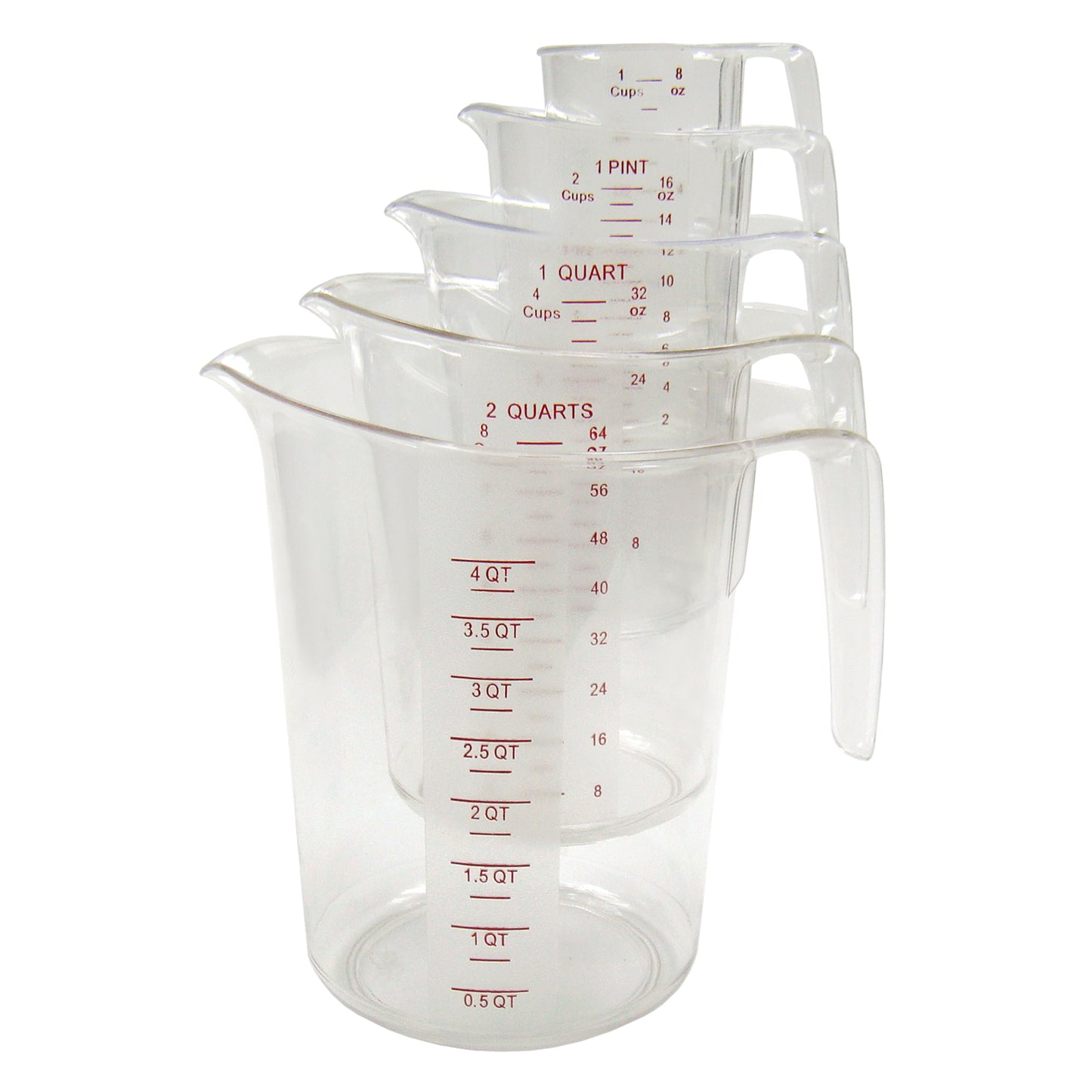 PMCP-5SET - Polycarbonate Measuring Cup with Color Graduations - 5-pc Set