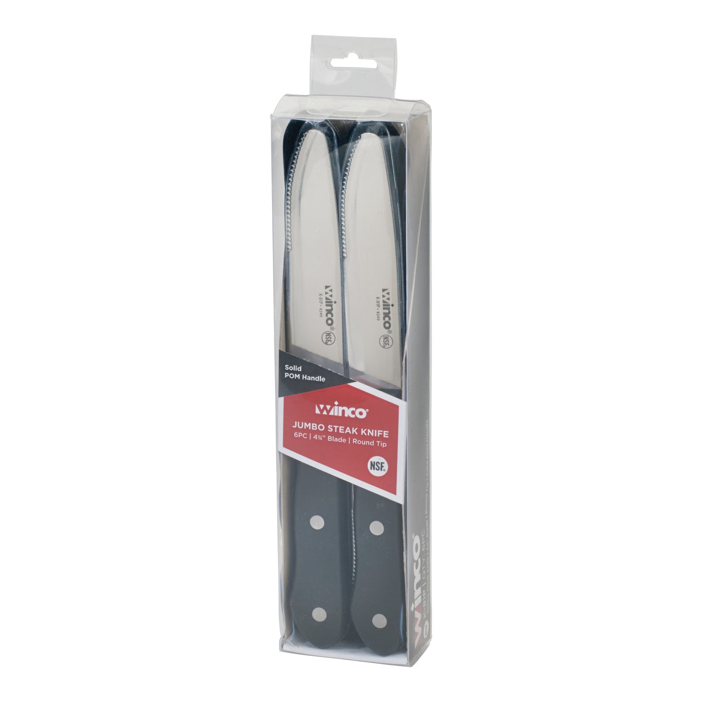 K-81P - Jumbo Steak Knives, 4-3/4" Blade, Round Tip, Solid POM Handle, 6-pieces/pack