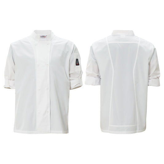UNF-12WS - Ventilated Chef Jacket with Roll-Tab Sleeves, Tapered Fit