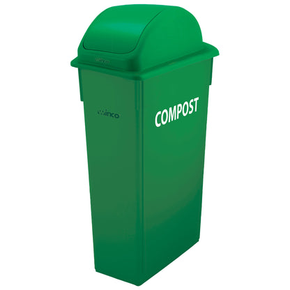 PTC-23GRC - 23 Gallon Slender Trash Can, Green, COMPOST