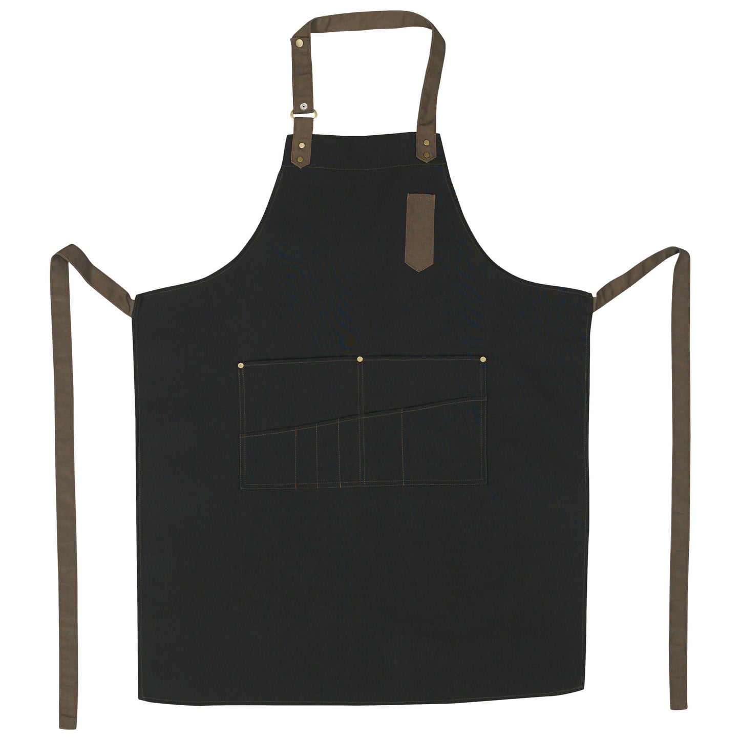 BA-3327K - Mid-Weight Bib Apron with 8 Waist Pockets - Black