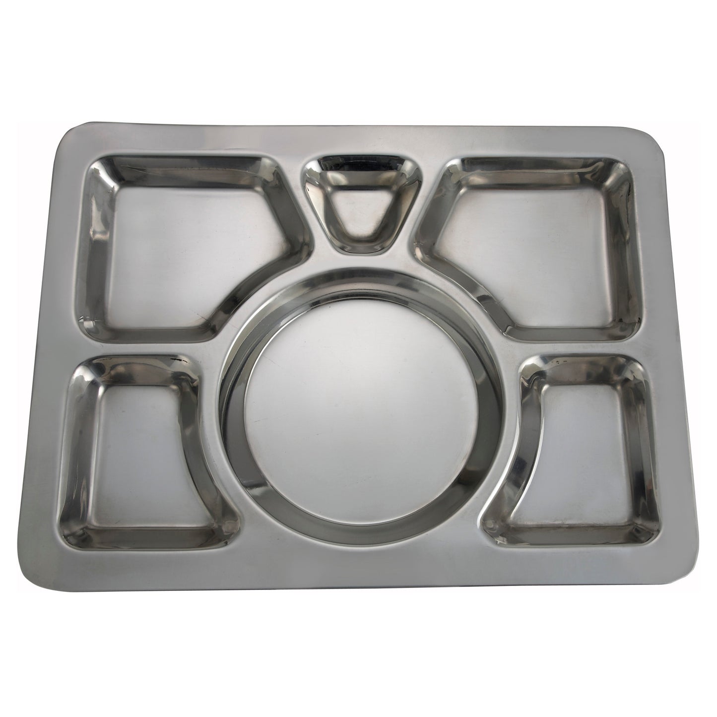 SMT-1 - Stainless Steel 6 Compartment Mess Trays - A