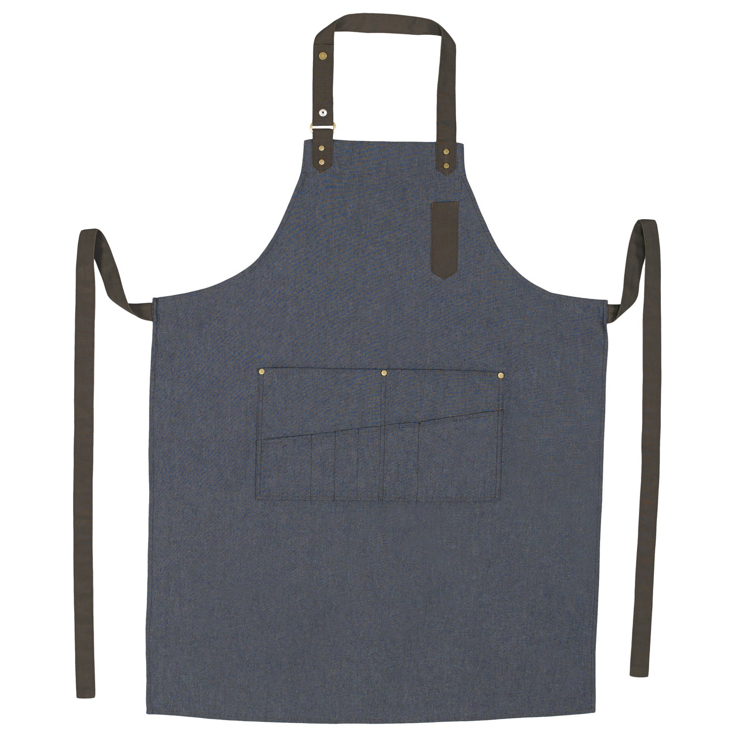 BA-3327B - Mid-Weight Bib Apron with 8 Waist Pockets - Blue