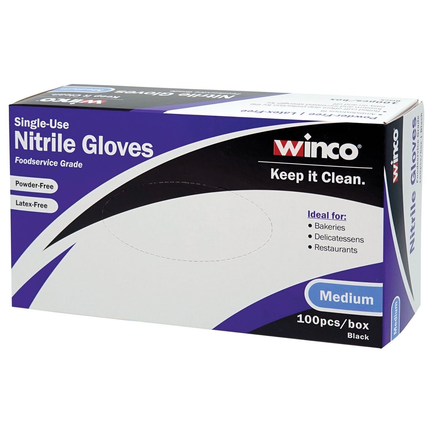 GLN-MB - Disposable Gloves, Nitrile, M, Powder-Free, Black,3Mil,FDA Compliant,100pcs/box