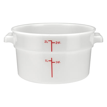 PPRC-2W - Round Storage Container, White, Polypropylene - 2 Quart