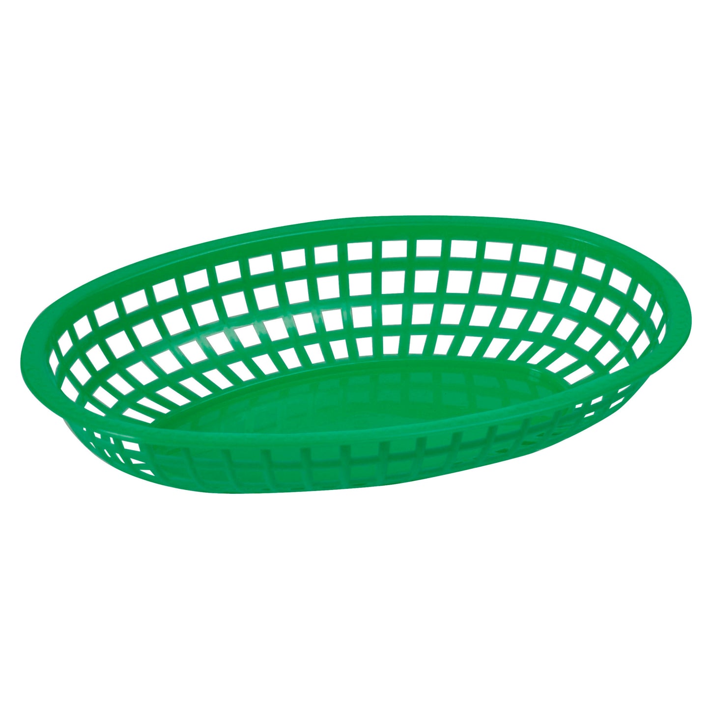 POB-G - Oval Fast Food Basket, 10-1/4" x 6-3/4" x 2" - Green