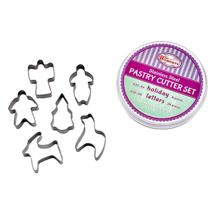 CST-33 - Cookie Cutter Set, Holiday, 6 Pieces, Stainless Steel