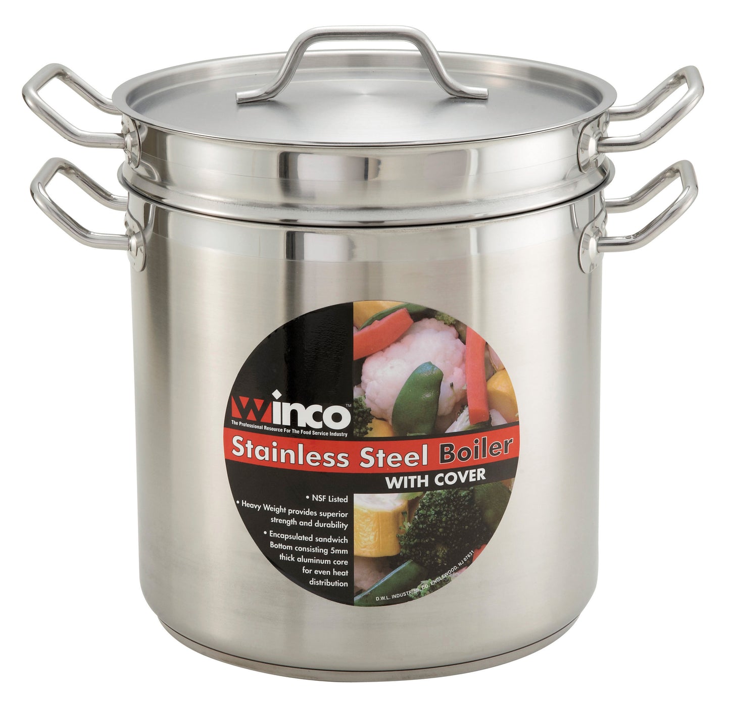 SSDB-8 - Stainless Steel Double Boiler with Cover - 8 Quart