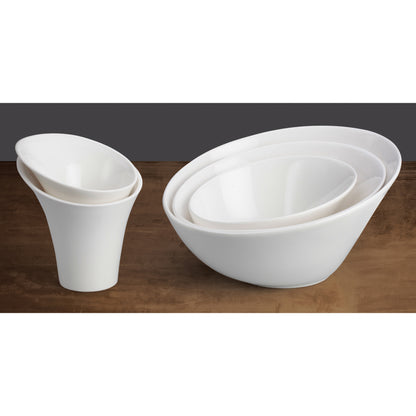 WDP003-203 - 9-1/2"Dia. Porcelain Angled Bowl, Creamy White, 12pcs/case