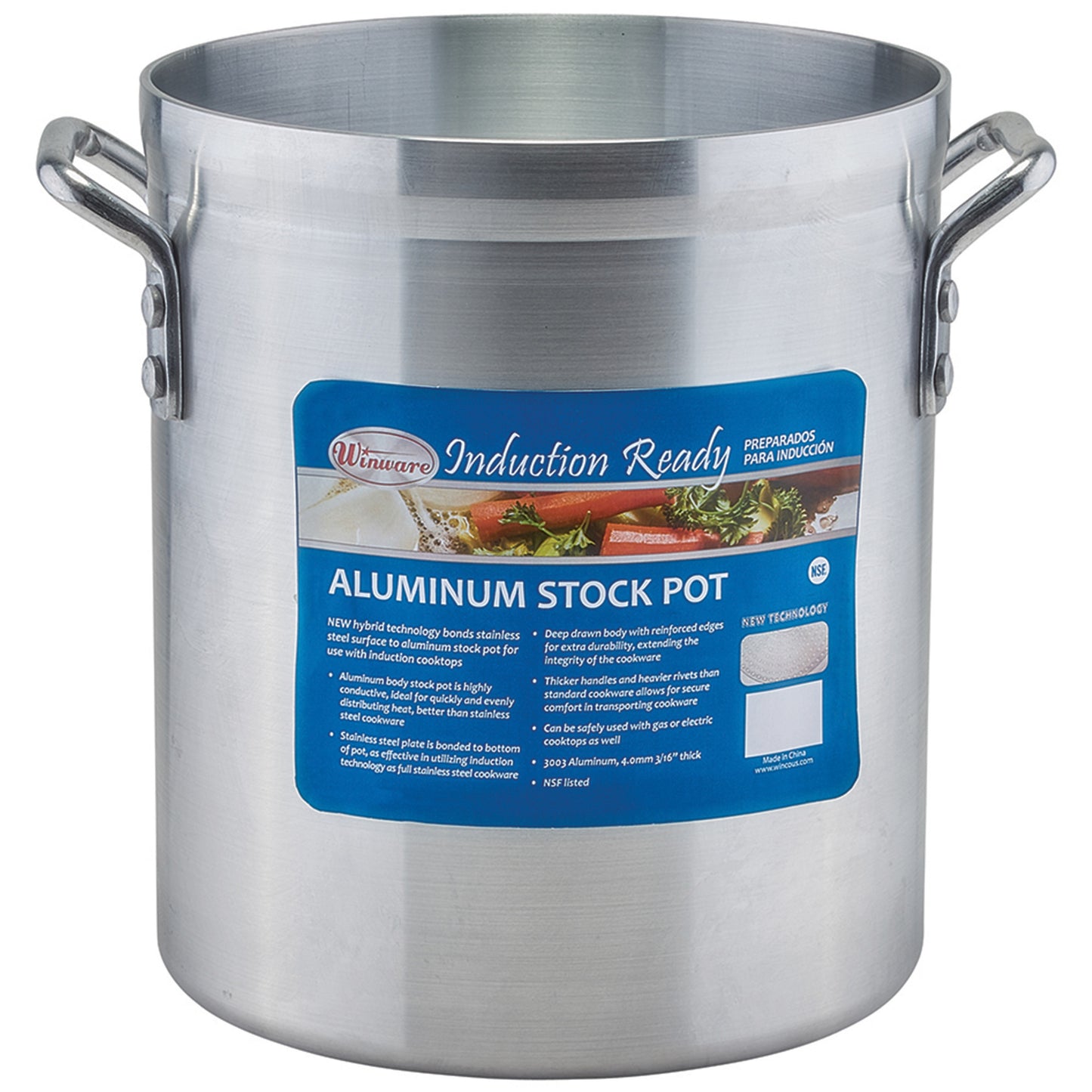AXSI-12 - Induction Ready Aluminum Stock Pots with Stainless Steel Bottom - 12 Quart