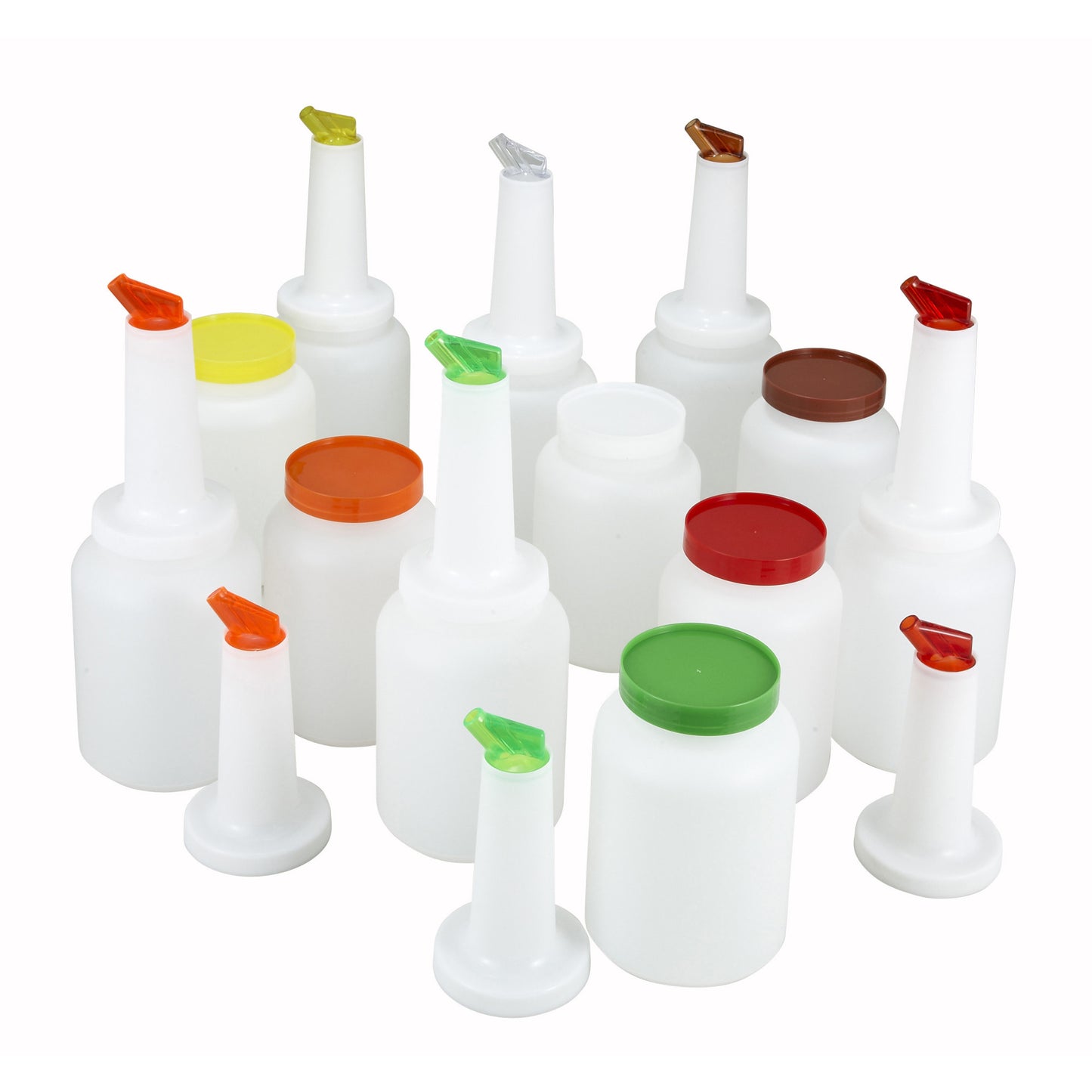 PPB-1MX - 1qt Liquor/Juice Pour Bottle Set, 12 pcs/cs, 2 of Each Color