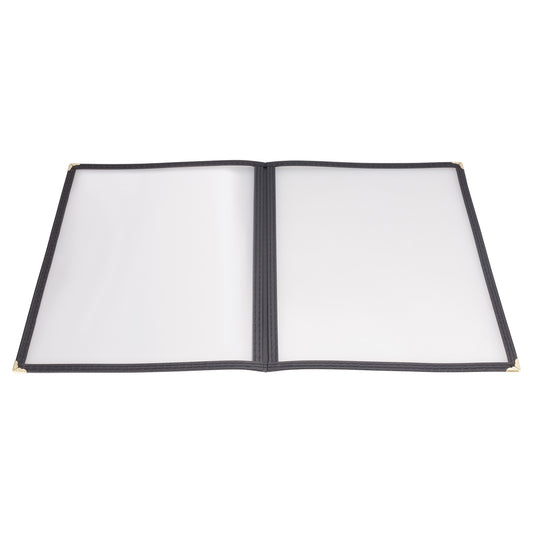 PMCD-9K - Book-Fold Double Panel Menu Cover - Black, 9-3/8 x 12-1/8