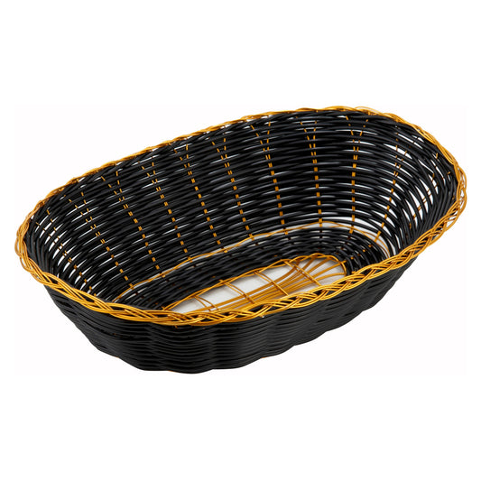 PWBK-9V - Black and Gold Poly Woven Basket - Oval