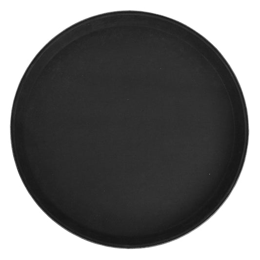 TFG-16K - Deluxe Fiberglass Tray, Non-slip, Round - 16", Black