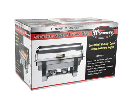 C-5080 - Dallas 8 Quart Chafer, Roll-Top, Stainless Steel