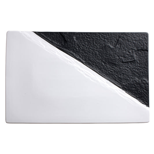 WDP023-203 - Visca Porcelain Rectangular Platter, Black & White - 15-1/2"