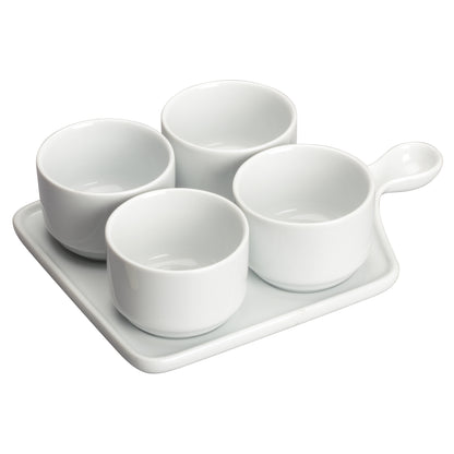 WDP016-102 - 9-3/4" x 6-3/4" Porcelain Quartet Tapas Set, Bright White,12 sets/case