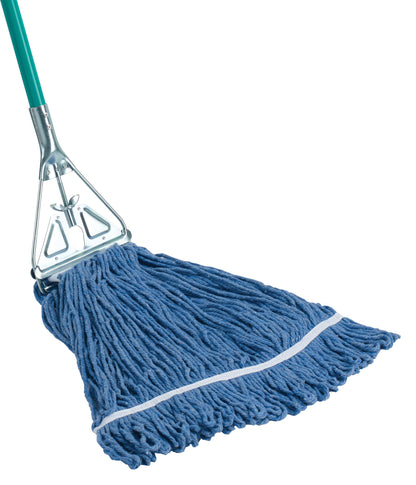 MOP-32 - Premium Cotton-Poly Blend Looped End Wet Mop Head - Blue - 32oz/900g