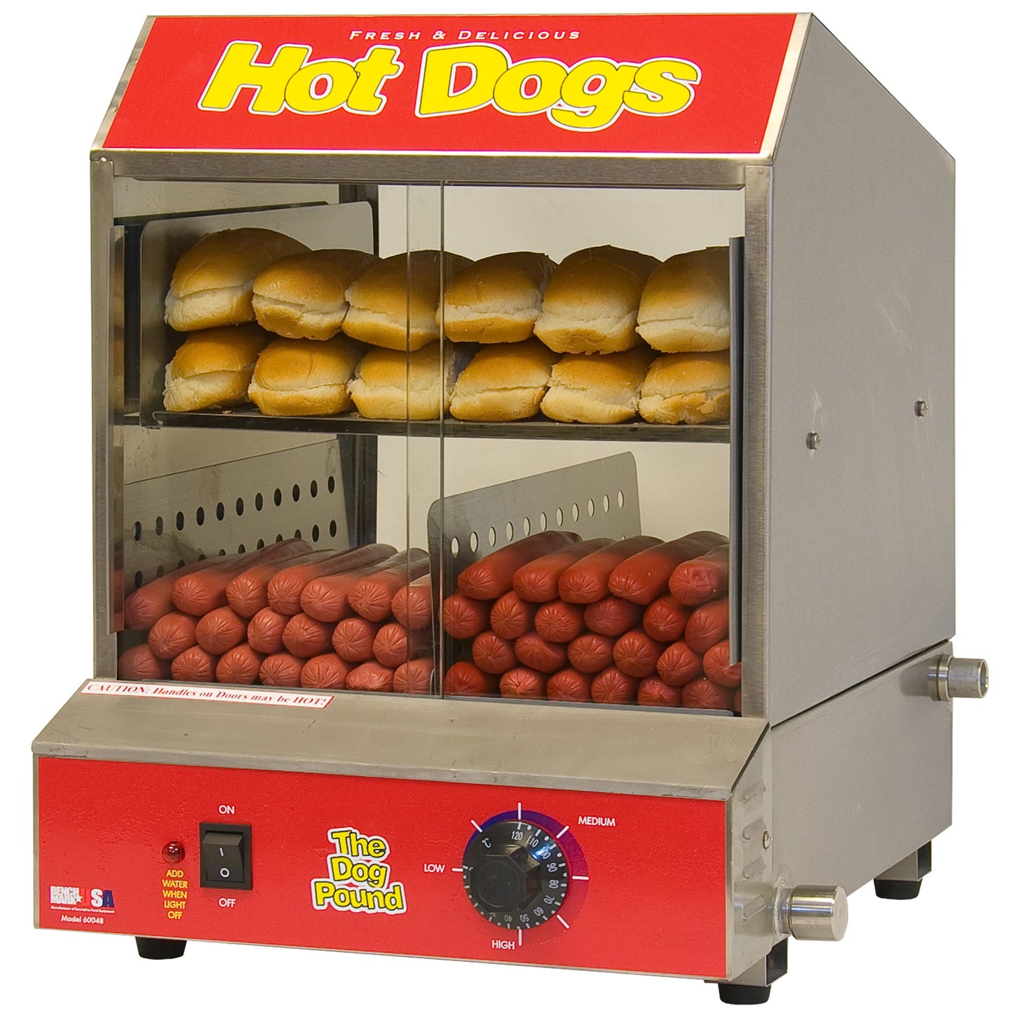 60048 - BenchmarkUSA "Dog Pound" Hot Dog Steamer Merchandiser