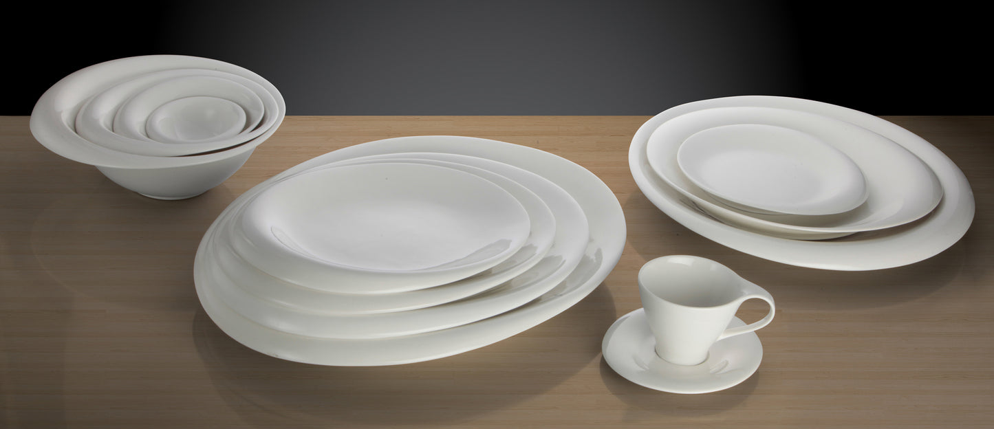WDP004-215 - 6-1/4" x 5-1/2" Porcelain Oval Saucer, Creamy White, 36 pcs/case