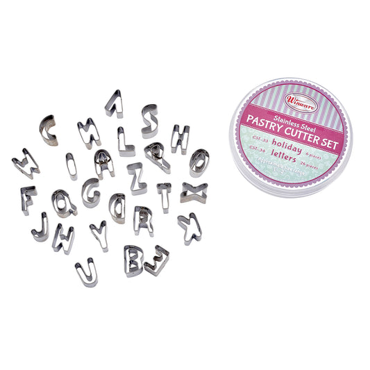 CST-34 - Cookie Cutter Set, Letters, 26 Pieces, Stainless Steel