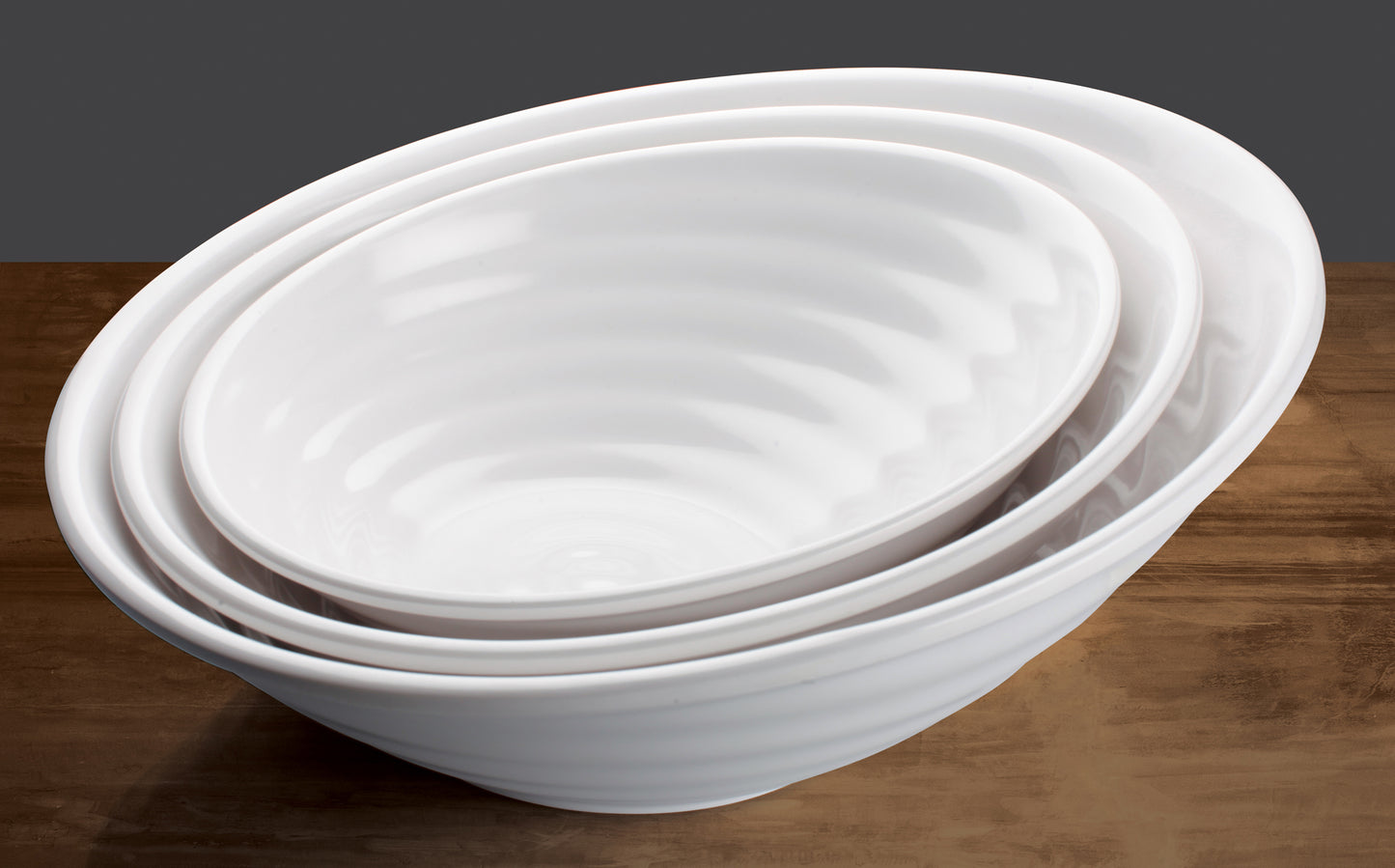 WDM003-202 - 14"Dia Melamine Angle Bowl, White, 12pcs/case