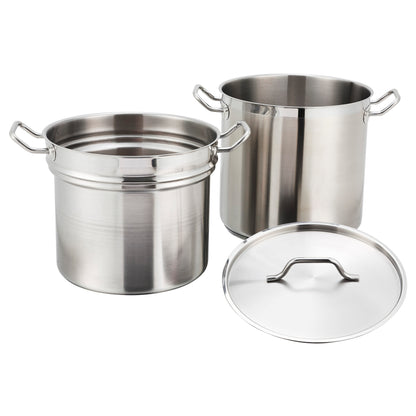 SSDB-16 - Stainless Steel Double Boiler with Cover - 16 Quart