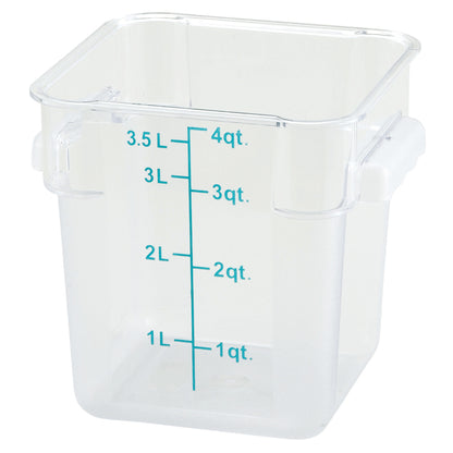 PCSC-4C - Square Storage Container, Clear Polycarbonate - 4 Quart