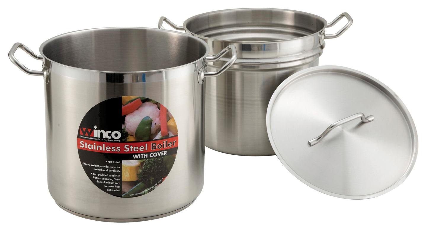 SSDB-20 - Stainless Steel Double Boiler with Cover - 20 Quart