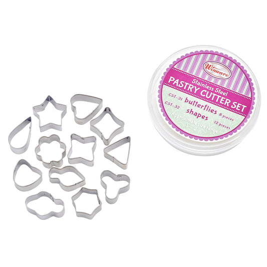 CST-32 - Cookie Cutter Set, Shapes, 12 Pieces, Stainless Steel