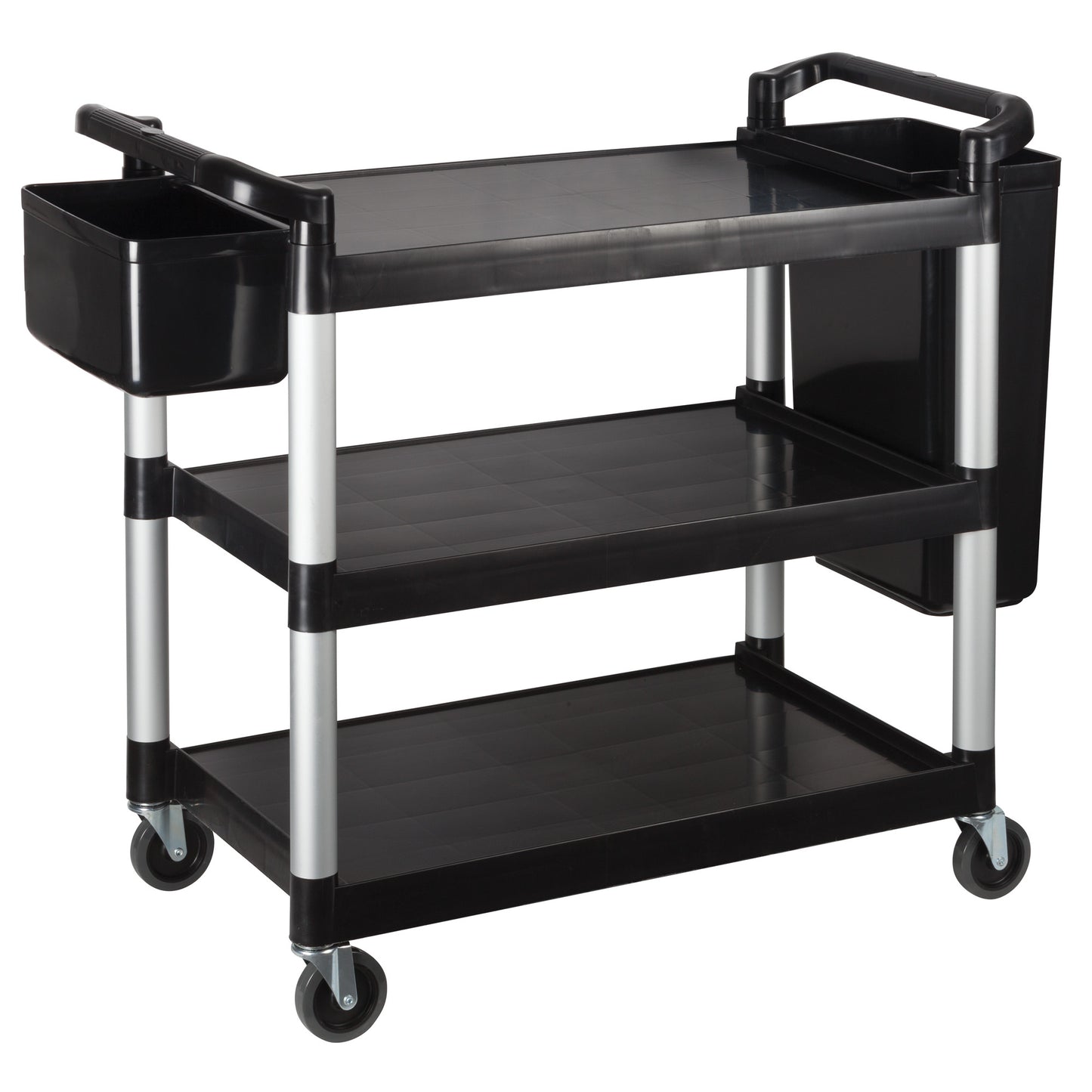 UC-3019K - 3-Tier Utility Carts with Brakes - Black, 40-3/4L x 19-1/2W x 37-3/8H