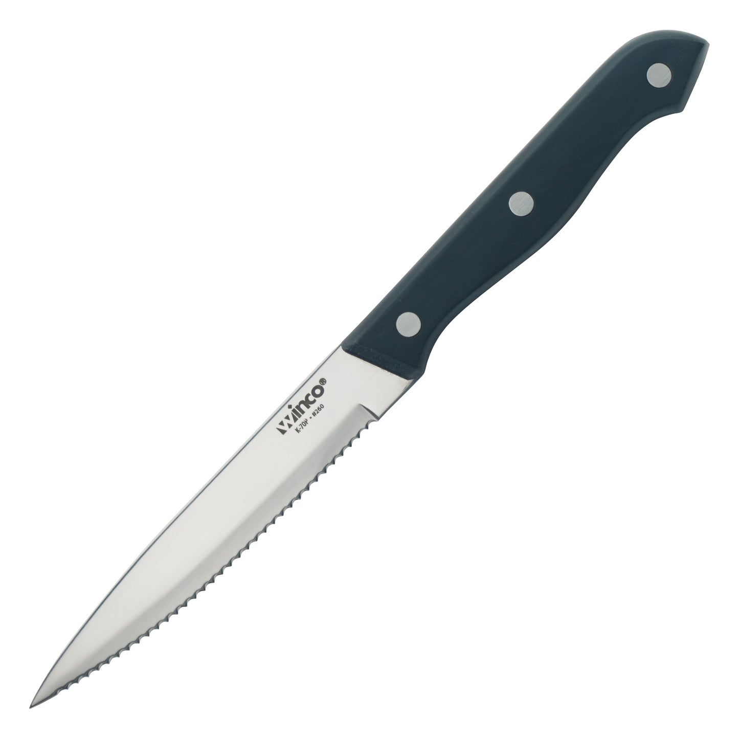 K-70P - Solid POM Handle Steak Knife, 5" Blade, Pointed Tip