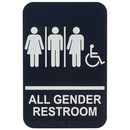 SGNB-608 - Information Signs with Braille, 6"W x 9"H - All Gender Restroom w/ Accessible