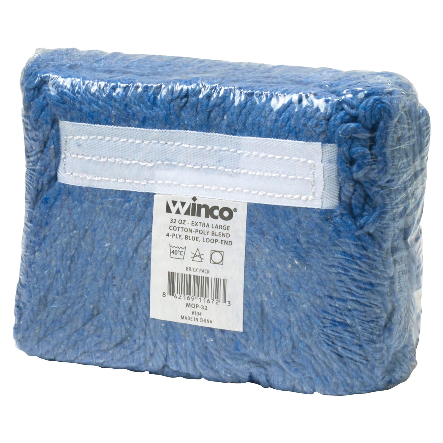 MOP-32 - Premium Cotton-Poly Blend Looped End Wet Mop Head - Blue - 32oz/900g