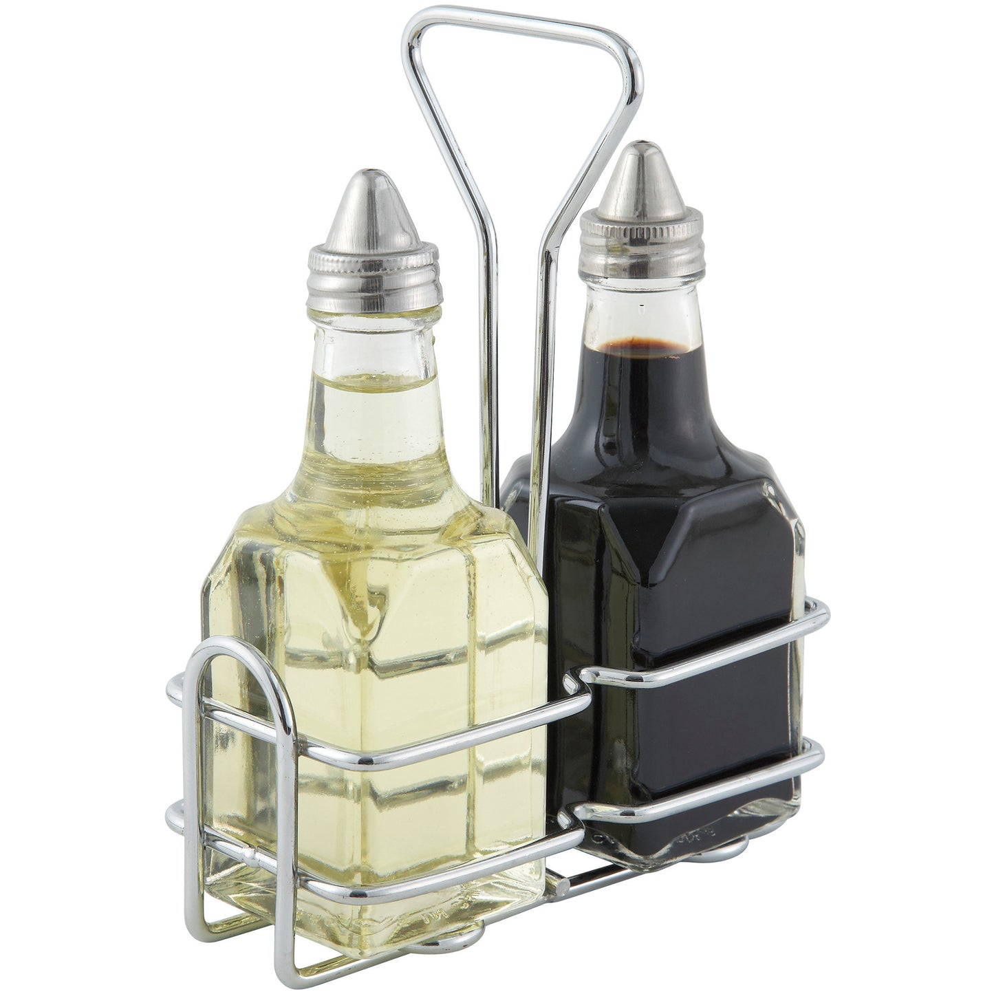 G-104S - Two 6 oz Square Bottle Set with Lids & Chrome-Plated Rack