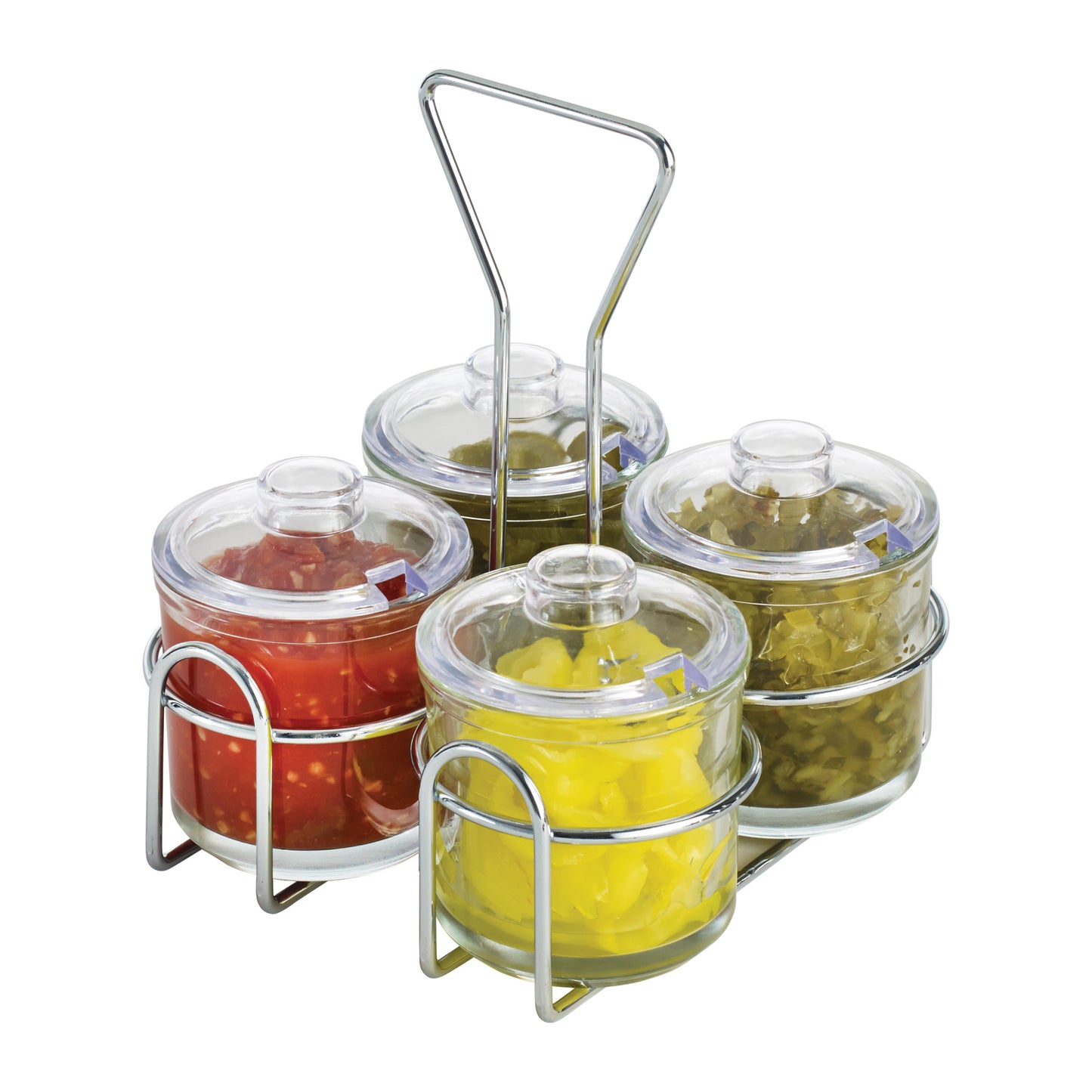 WH-9 - Chrome Plated 4-Ring Condiment Jar Rack