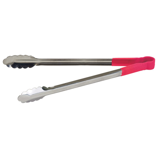 UTPH-16R - Heat Resistant Heavy-Duty Utility Tongs with Polypropylene Handle - 16", Red