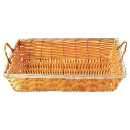 PWBN-16B - Natural Woven Basket, Rectangular with Handles - 16" x 11" x 3"
