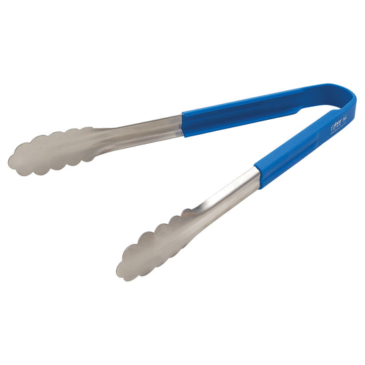 UTSH-12B - Winco Prime 12" Stainless Steel Utility Tongs with Blue Silicone Handle