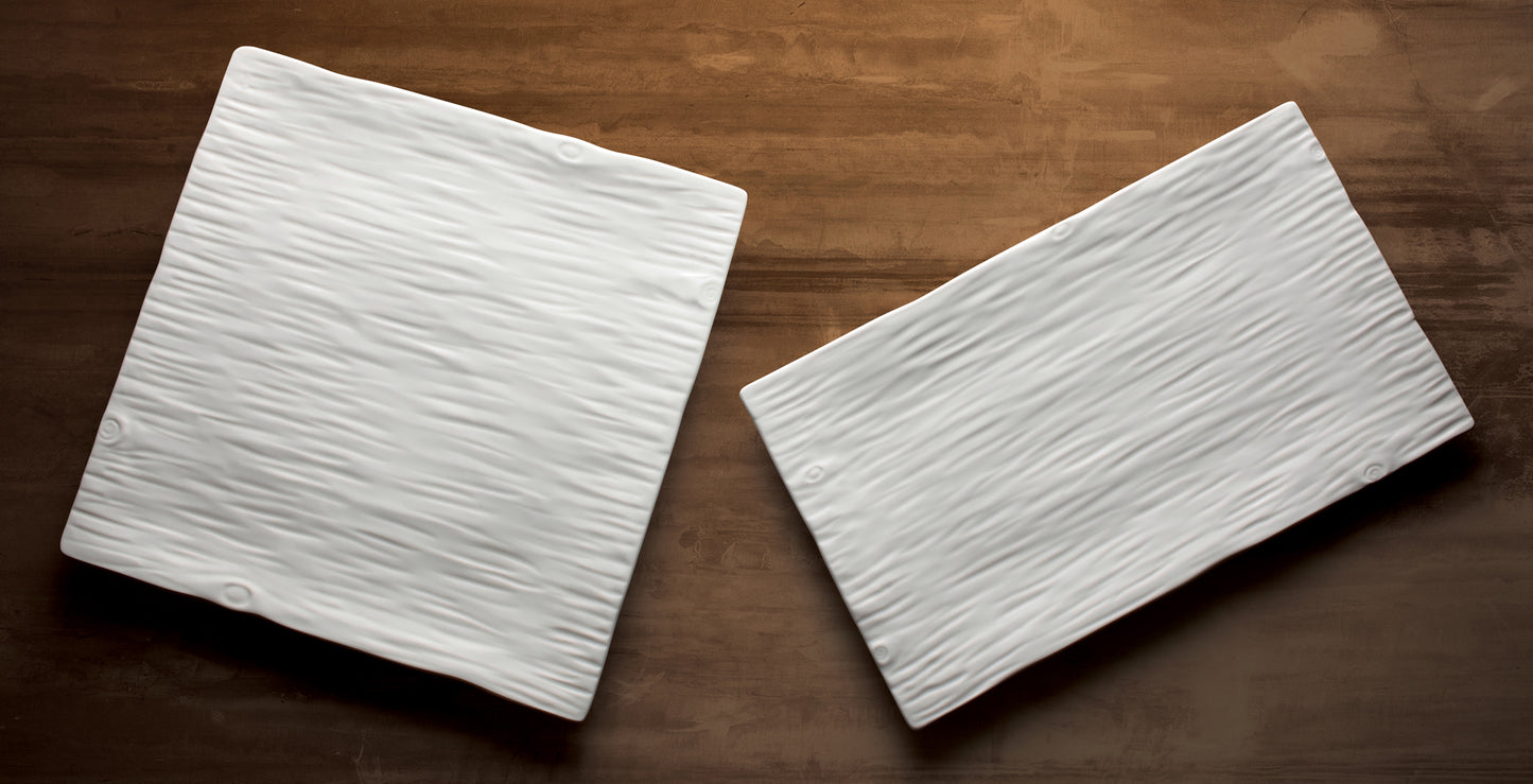 WDP002-202 - Dalmata Porcelain Rectangular Platter, Creamy White - 14"