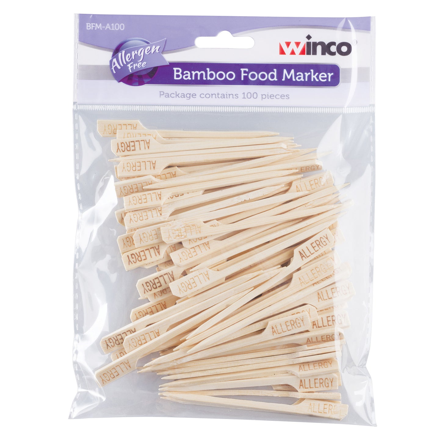 BFM-A100 - Bamboo Food Markers, Allergen Free, 100 Pieces per Pack