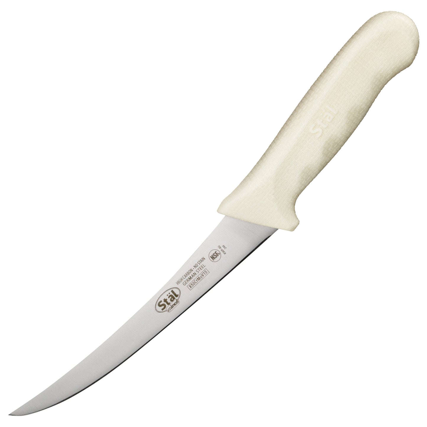 KWP-60 - 6" Boning Knife, White PP Hdl, Curved
