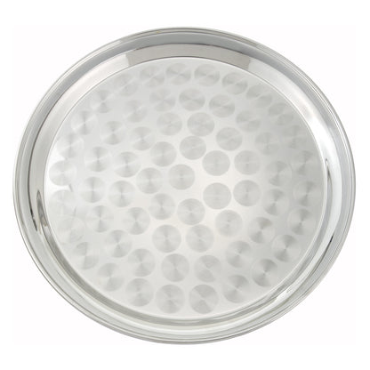 STRS-16 - Stainless Steel Round Serving Tray with Swirl Pattern - 16"