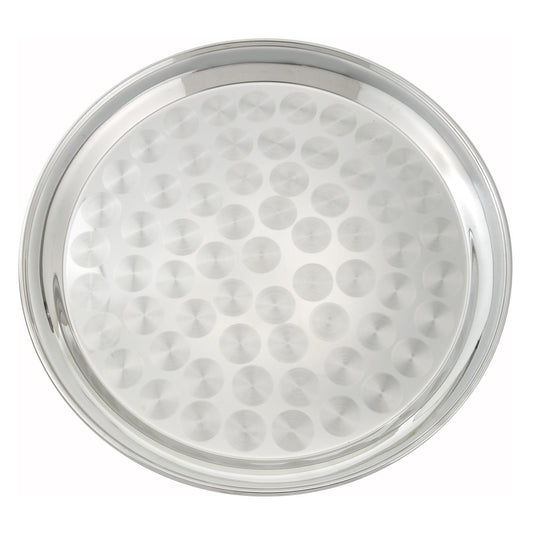 STRS-16 - Stainless Steel Round Serving Tray with Swirl Pattern - 16"