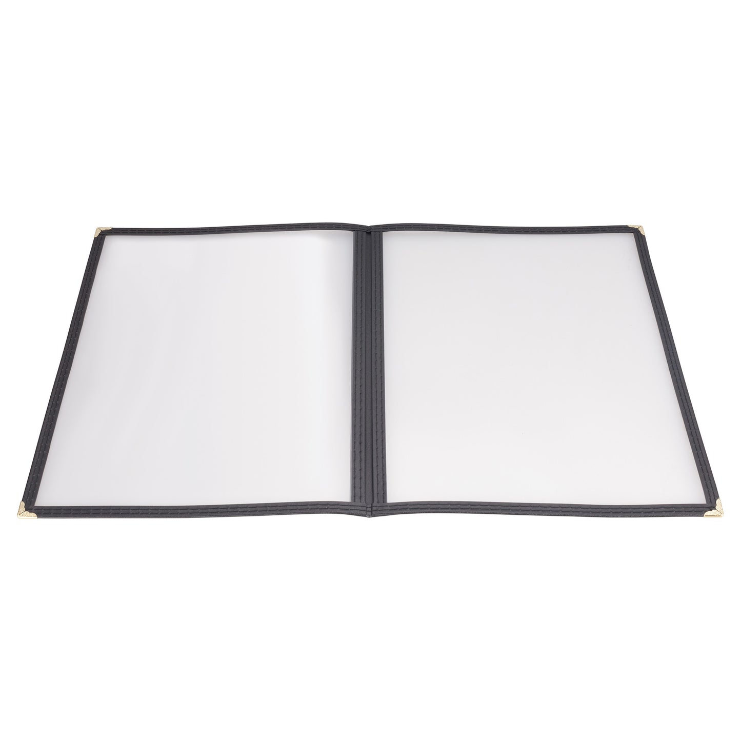 PMCD-14K - Book-Fold Double Panel Menu Cover - Black, 9-9/16 x 15