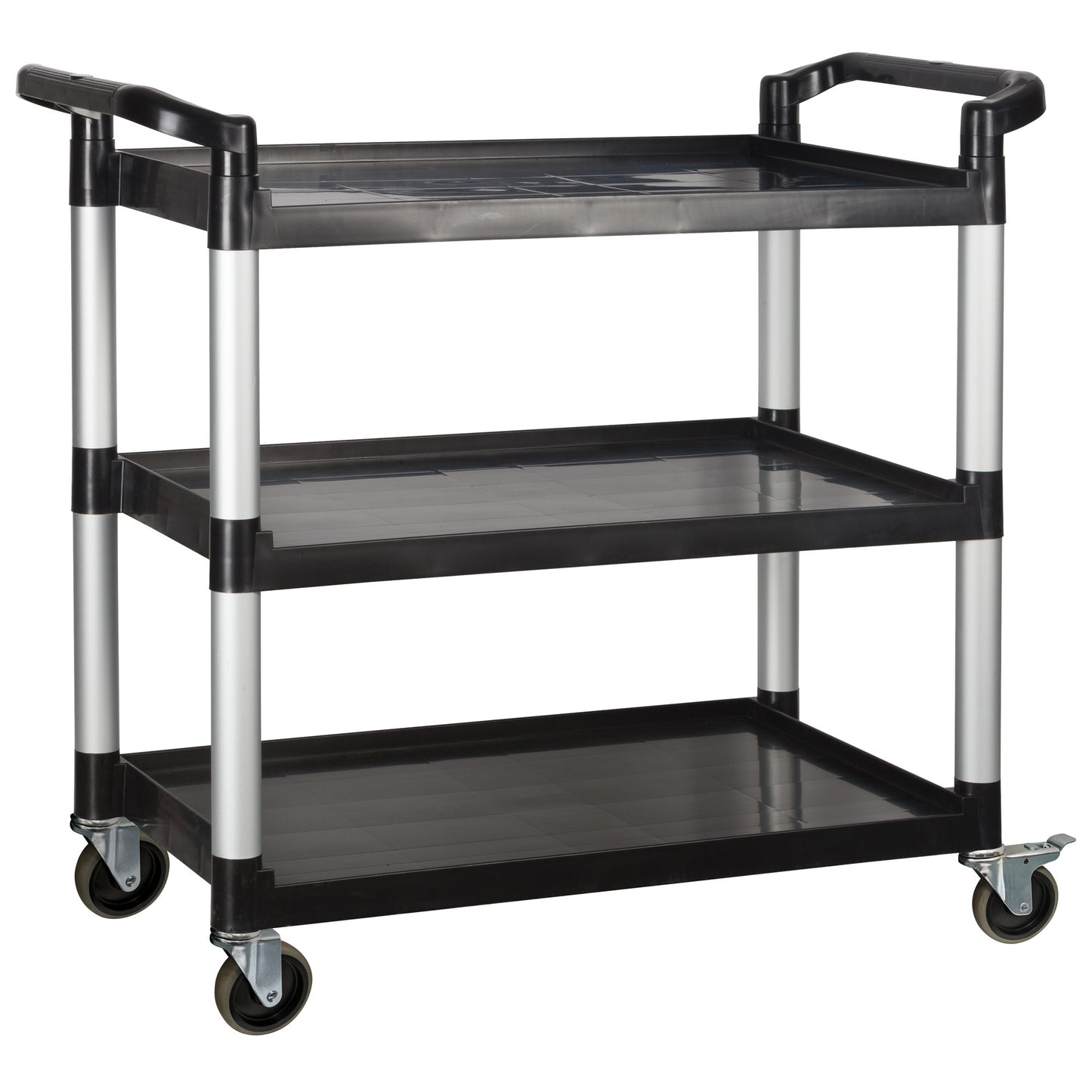 UC-3019K - 3-Tier Utility Carts with Brakes - Black, 40-3/4L x 19-1/2W x 37-3/8H